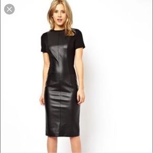 Leather panel dress.